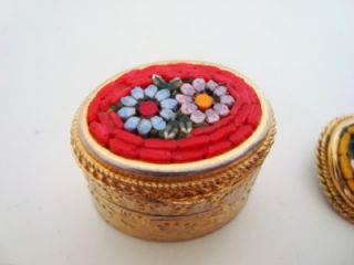 Vintage Glass Micro Mosaic Jewelry Trinket Box Lot Earrings Bracelet 2 