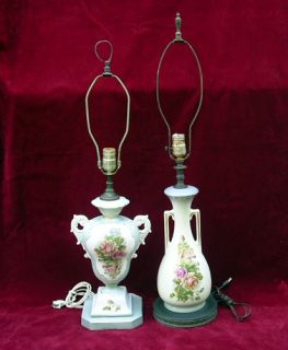 lamps two brass porcelain transferware vintage two vintage table lamps 