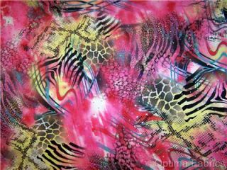 Hot Pink Swirly Animal Print Hologram Sequin Dot Lycra Stretch Fabric 