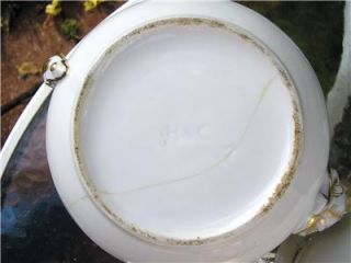 Antique Haviland Co Gold Ivy Pattern Limoges France Tea Pot Sugar Bowl 