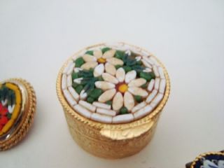 Vintage Glass Micro Mosaic Jewelry Trinket Box Lot Earrings Bracelet 2 