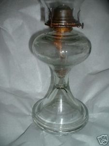 Antique Glass Kerosene Oil Lamp w Air Bubble