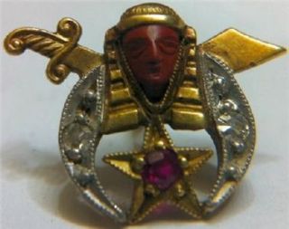antique shriner lapel pin masonic 10k gold
