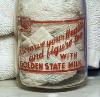 Milk Bottle Vintage Golden State Half Pint Milk Bottle