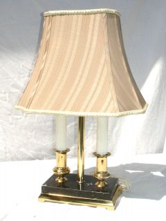 Rare Anthonys Art Design Ltd Brass   Black Marble Double Light Table 