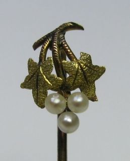   Antique Edwarian 10K Gold Grape or Berry Bunch Seed Pearl Stick Pin