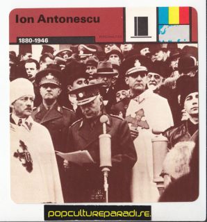 Ion Antonescu Dictator of Romania WW2 Photo Bio Card
