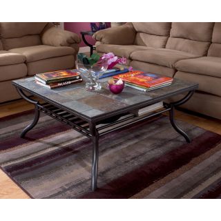 Ashley Antigo Square Cocktail Table Slate Furniture – Free Shipping 