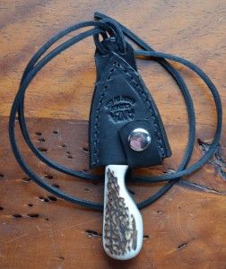 Anza Knife 2012 The Backup Belt or Neck Sheath Elk Horn Stag Handle 