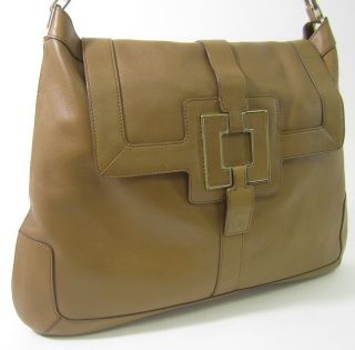 ANYA HINDMARCH Tan Leather Front Flap Olivia Gold Tone Hardware 