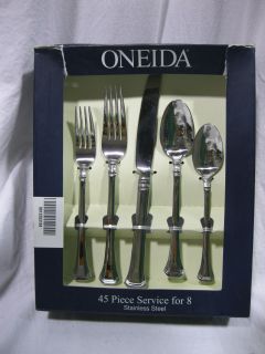 Oneida Apollonia 45 Piece Flatware Set Service for 8 Stainless Steel 