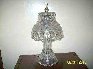 Vintage Lead Crystal Glass Lamp w Flower Design Scalloped Edges