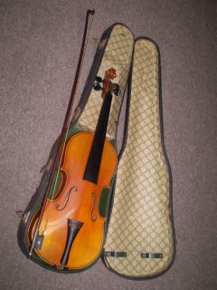 Antique German Violin Fiddle Nicolaus Amatus Cremona Labeled Bow Case 