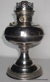Antique Rayo Center Draft Kerosene Oil Lamp Patent 1905 Nickel Plated 