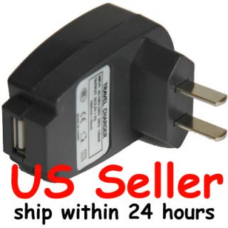 USB Travel Home AC Wall Charger Adapter Black for Apple iPod Touch 