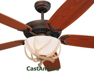 52 Rustic Cabin Lodge Ceiling Fan Antler Bowl Light