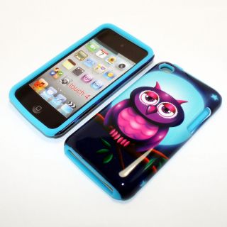   Case Full Moon Owl for Apple iPod Touch 4th Sky Blue Silicone