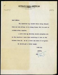   Vintage 1949 Typed Letter Signed re Walter Winchell Autographed