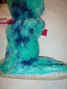 nwt jennie fuzzy bootie slippers aqua blue size x large