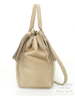 Anya Hindmarch Tan PEBBLED Leather Tassel Trim Satchel Bag