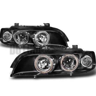 97 03 BMW E39 5 Series Halo Black Projector Headlights