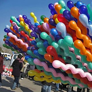 Assorted Color Spiral Wave Long Balloon Holiday Party Halloween 100cm 