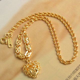 Arab Style 9K Real Gold Filled Heart Pendant Chain
