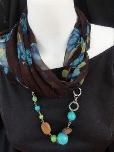 Patti Arbon Designs Flowers Redesigned Silk Scarf Necklace PSJ167 