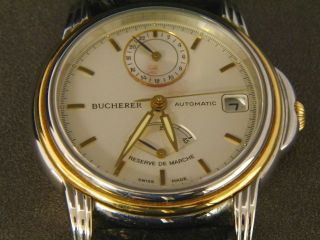 Gents Bucherer Archimedes Stainless 18kt Gold Watch