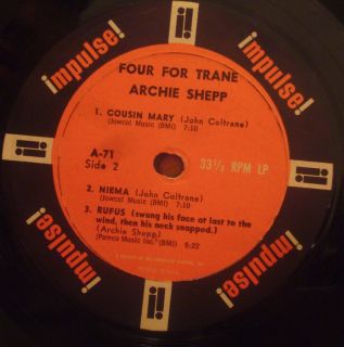 Archie Shepp Four for Trane LP Impulse A 71 Mono Van Gelder