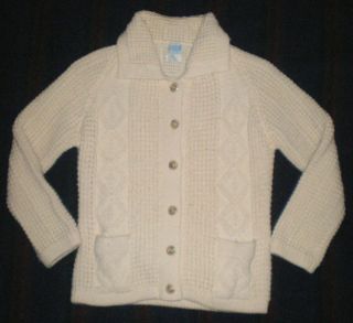 Vintage Kennedy of Ardara Irish Fishermans Sweater Wool Cardigan 