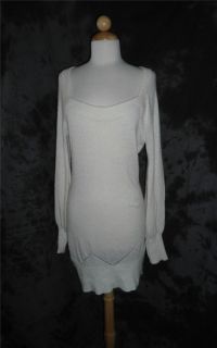 Arden B L Large Rayon Ivory Long Sleeve Sweater Dress