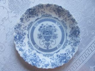 ARCOPAL HONORINE blue & white French floral china   7.5 inch plates 