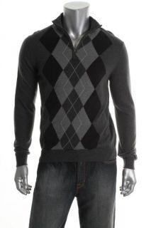 Tasso Elba New Gray Argyle Long Sleeve 1 4 Zip Pullover Sweater XL 