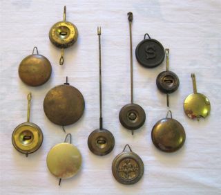 Vintage Old Antique Clock Pendulum Bobs Lot Brass