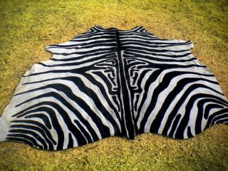 Zebra Print Printed Cowhide Skin Rug Cow Hide DC3540B