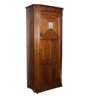   Solid Oak Brass Inlaid Wardrobe Armoire Closet Hall Cupboard X