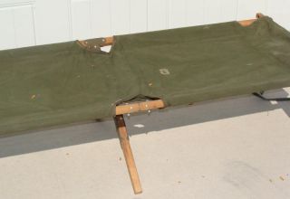   Canvas Folding Cot Army Style Hunting Camping Military 1940s 50s?#4