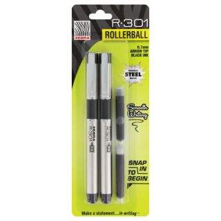   Stainless Steel Rollerball Pen Arrow Tip Black Ink 0 7mm 2 Pack