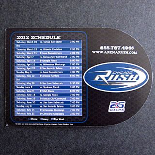 2012 AFL Chicago Rush Arena Football Schedule
