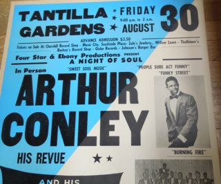 ARTHUR CONLEY Original 1968 Cardboard R&B Concert Poster RICHMOND, VA 