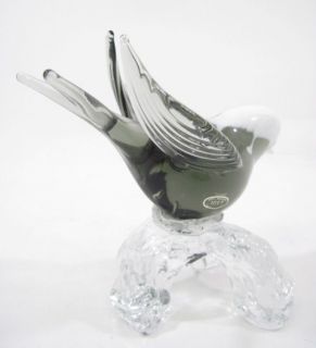 arte murano icet crystal black swallow bird figurine
