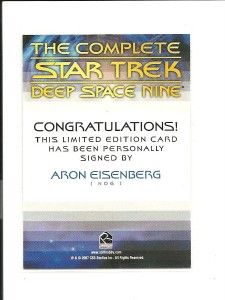 Star Trek Deep Space Nine DS9 Aron Eisenberg Autograph Auto Signed 