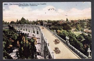 Pasadena CA Arroyo Seco Bridge 1900s Postcard