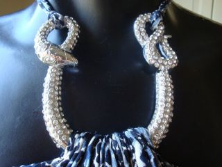 Sky Silk Snake Print Multi Color Dress Top Crystal Snake Medallion s 