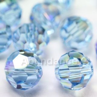 Pcs Swarovski 5000 8mm Ball Bead Crystal Aquamarine AB