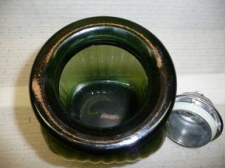 Artland Green Glass Apothecary Jar Canister Metal Lid L