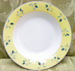 Blueberry Royal Doulton Rimmed Soup Bowl Yellow China