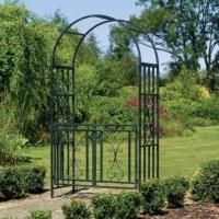New Metal Steel Garden Arch w Gate Trellis Arbor Decor