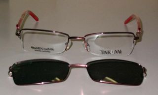 Takumi 9639 Women Eyeglass w Sunglasses Clip Burgundy